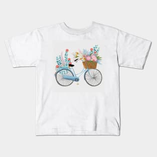 Biking with flowers Kids T-Shirt